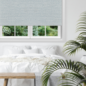 Mock-up poster frame in bedroom, Scandinavian style, 3d render